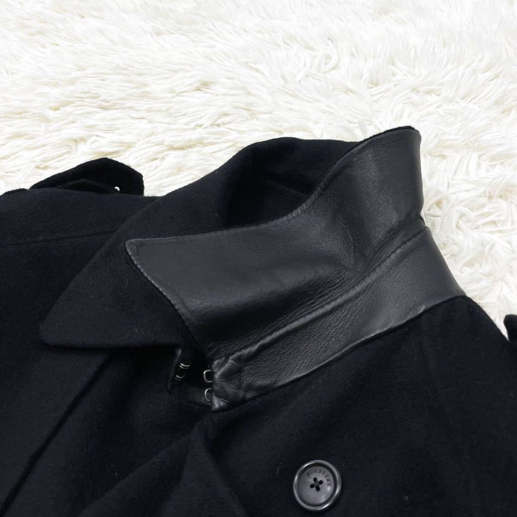 定23万 バーバリー 羊革使用 カシミヤ混 アンゴラトレンチコート