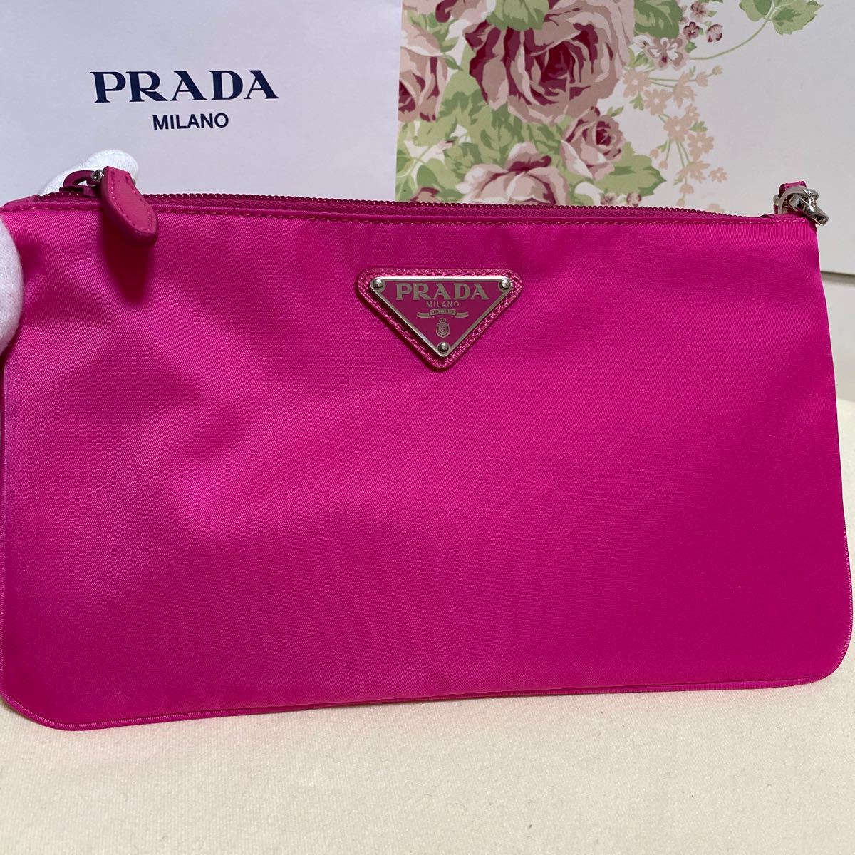 PRADA プラダ フラット ポーチ ピンク 【公式通販】