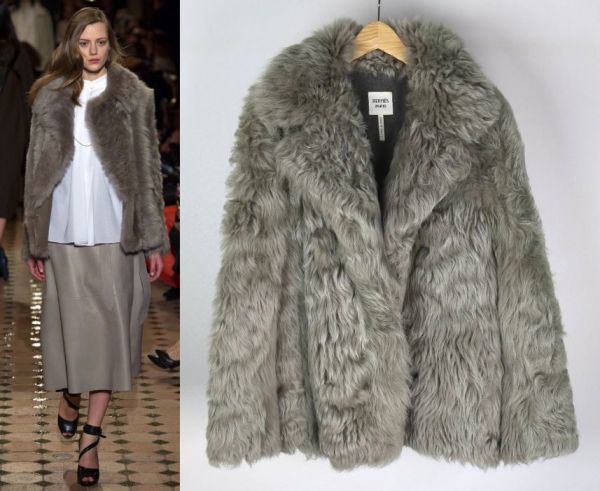 国内購入品 13AW HERMES エルメス ムートン ファー 羊革 裏 カシミヤ ショート コート ジャケット 34 b3616