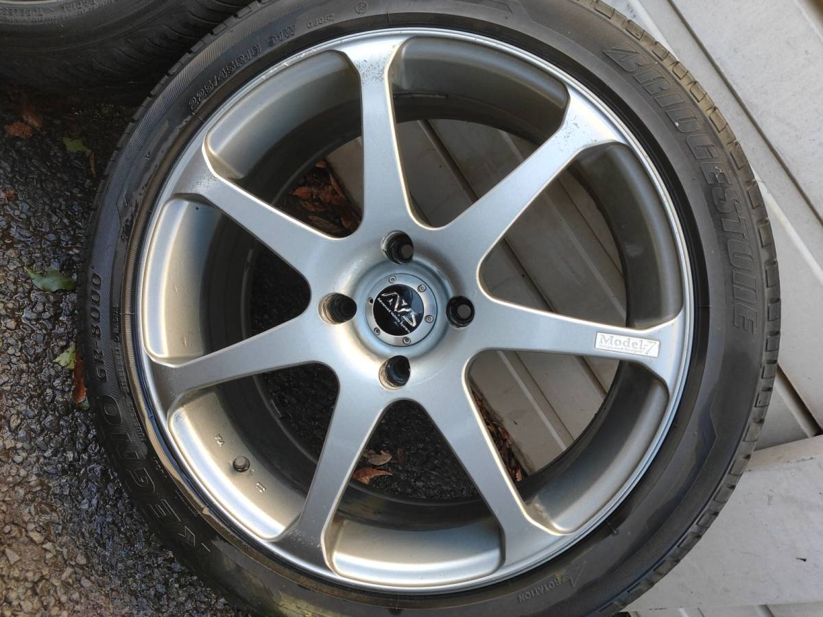 4穴PCD114.3！ヨコハマAVS MODEL7 18インチ7.5J +45 、225/45R18タイヤ 