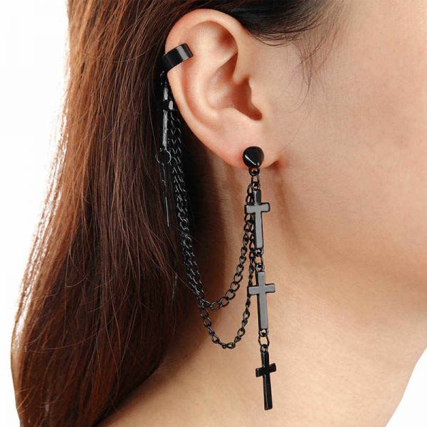 片耳用 フープピアス 十字架 ロング ピアス レディース ジュエリー クロス イヤリング アクセサリー 黒 ピアス 売買されたオークション情報 Yahooの商品情報をアーカイブ公開 オークファン Aucfan Com