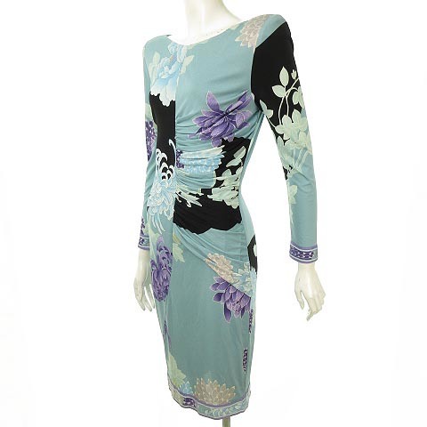 希少 大人気 レオナール Leonard Paris シルク ジャージー ワンピース ドレス 総柄 レディース イタリア製 38 M相当 ブラック 黒 送料無料 Uphl Co Ug