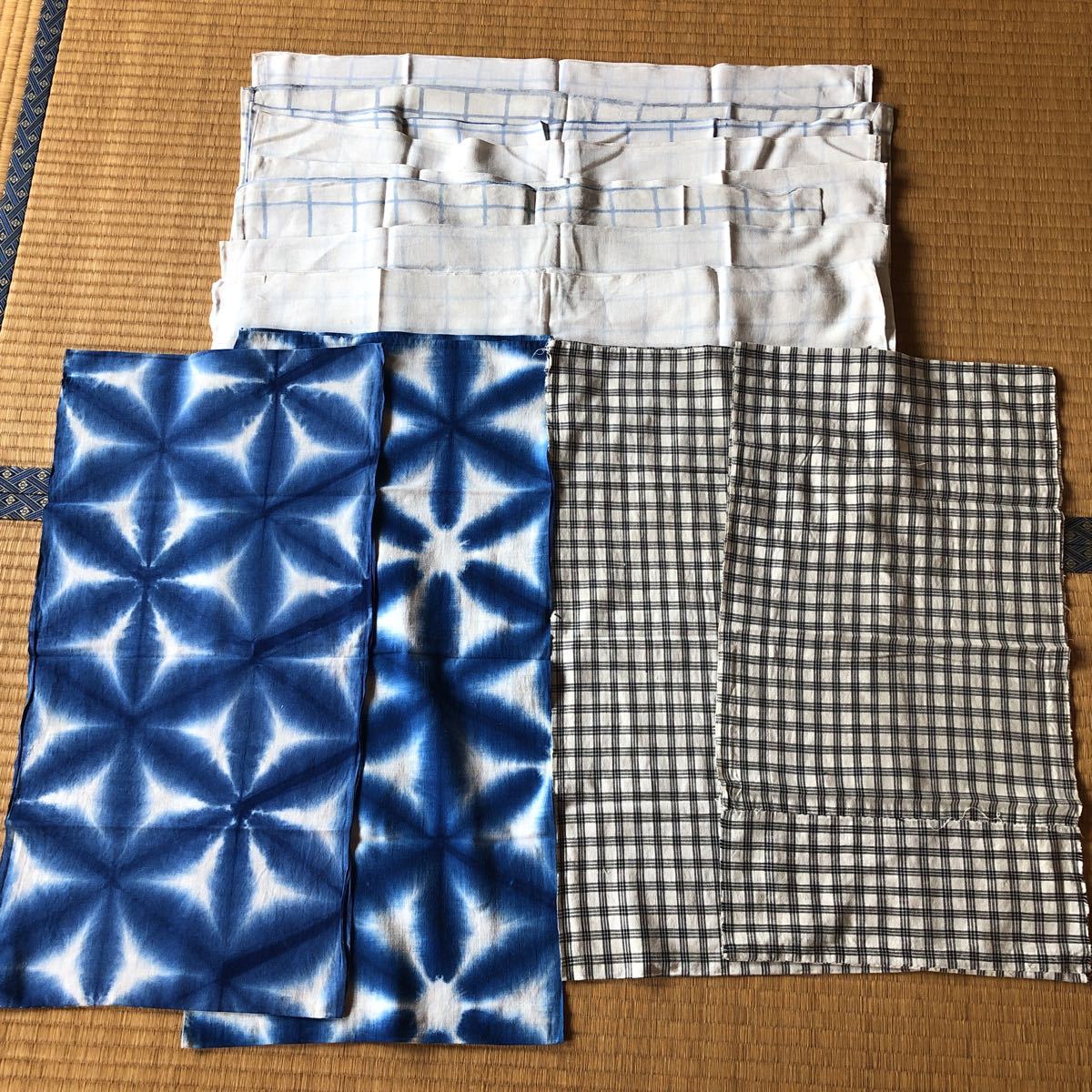 昭和レトロ 布おむつ おしめ 12枚　古布 リメイク 雪花絞り？　藍染 ？