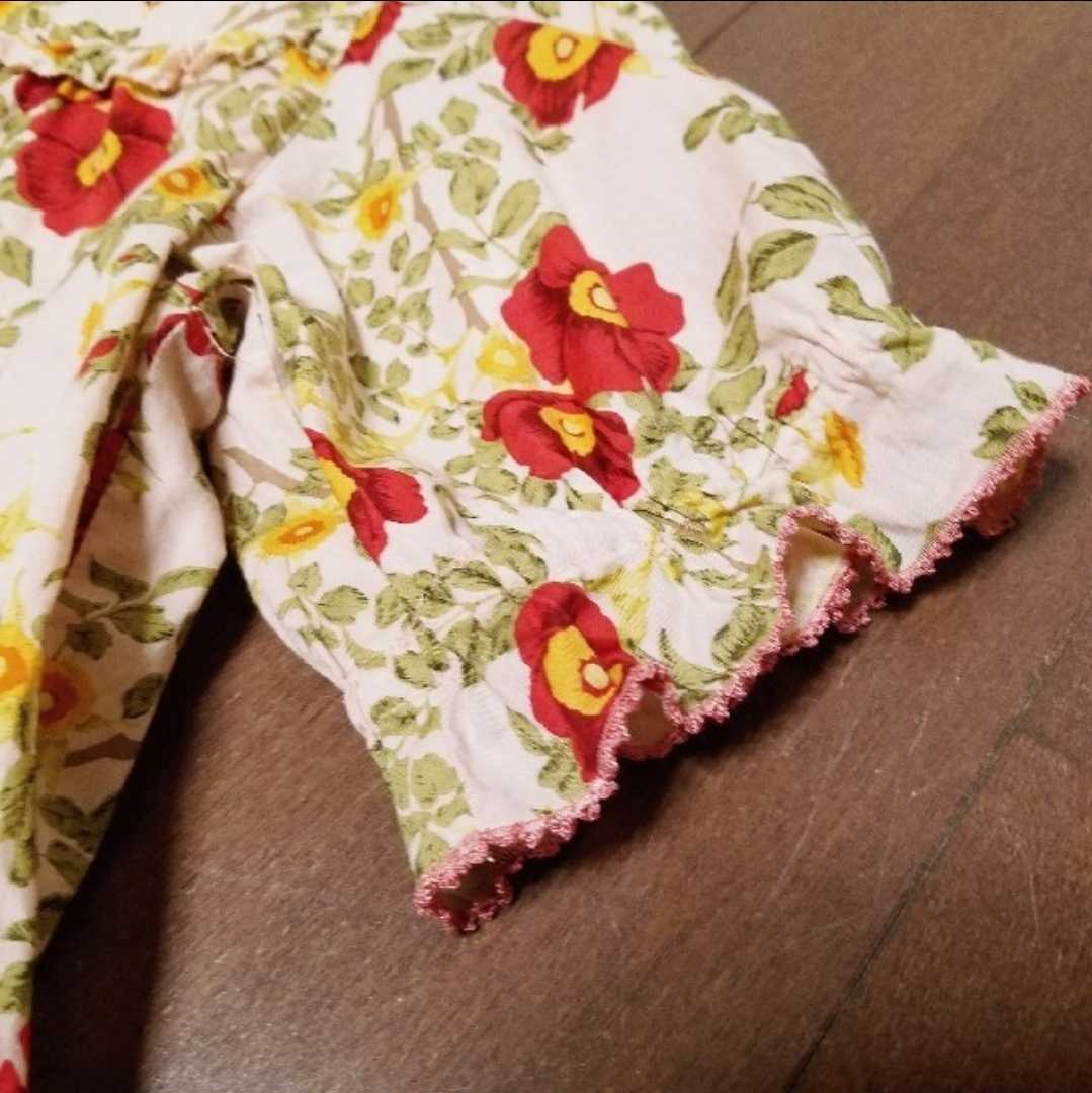 美品ピンクハウス☆ローズ柄♪チュニックワンピース 綿ローン ブラウス