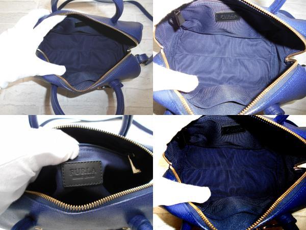 美品 送料無料！〕 FURLA フルラ ネイビー レザー 2way ミニ ボストン  