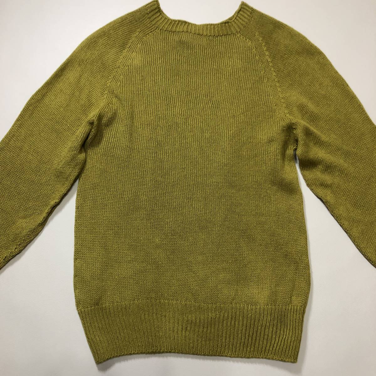 【美品】近年モデル　マーガレットハウエル　ファインコットンリネンニット　オリーブ 美品】近年モデル マーガレットハウエル ファインコットンリネンニット