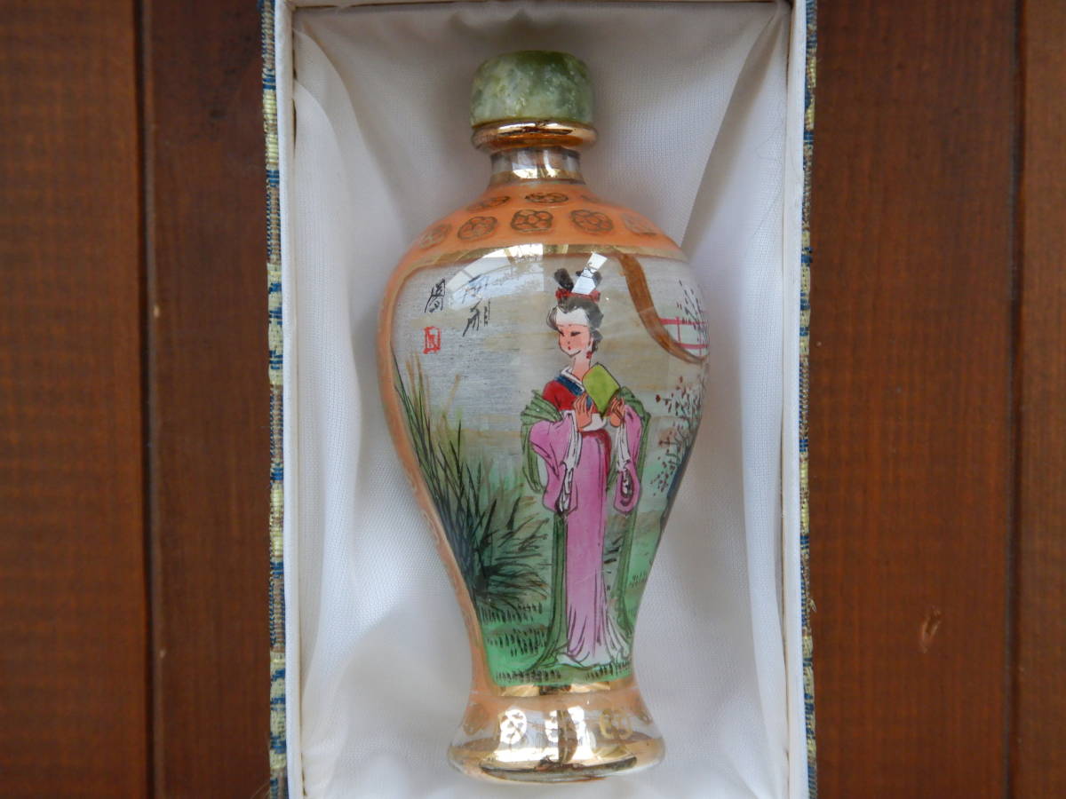 鼻煙壺 中国伝統工芸品 内絵ガラス瓶 スナッフボトル : 児童柄 