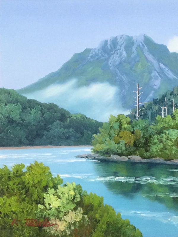 真作保証□油彩□塚田國次□焼岳□実力作家・壮大風景□額付絵画 いま