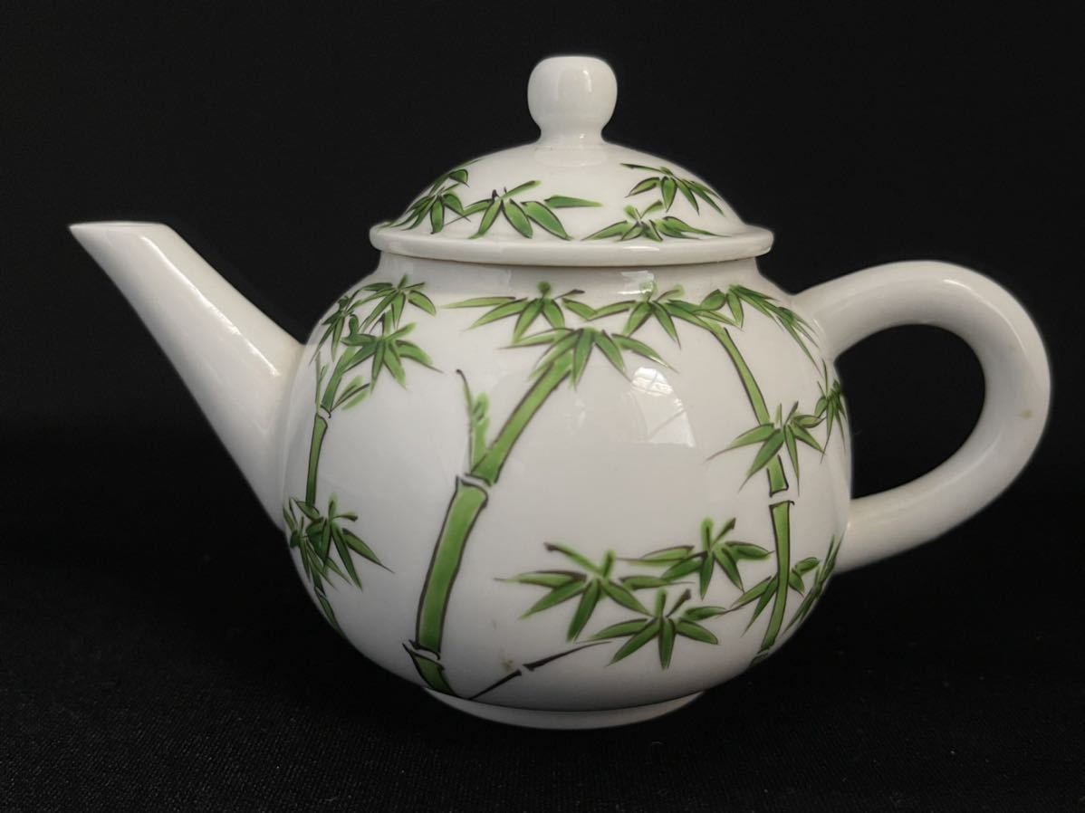 急須 茶銚 後手 白雲作 平安白雲 竹 青竹 笹 小振 中国 中華 煎茶 煎茶