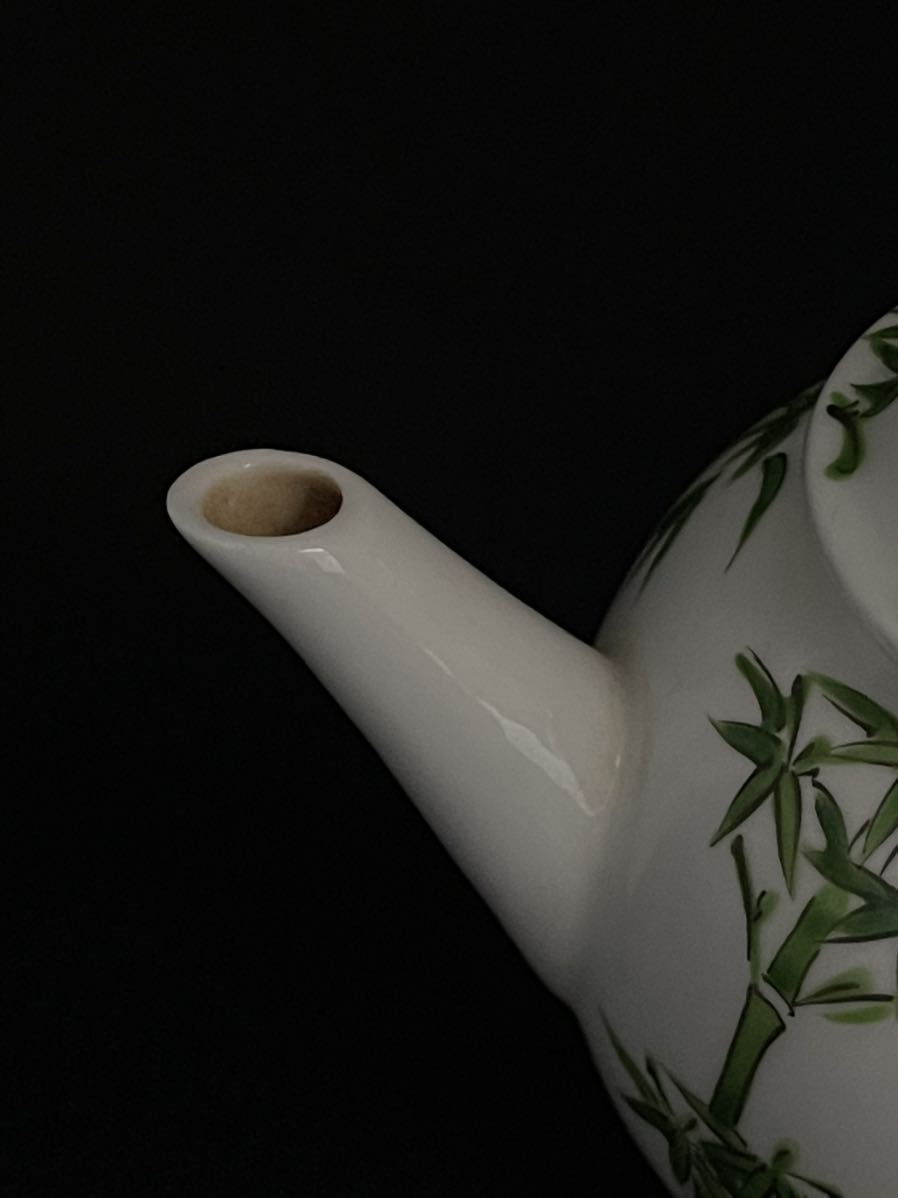茶銚  急須  煎茶道具  茶道具 急須 茶銚 後手 白雲作 平安白雲 竹 青竹 笹 小振 中国 中華 煎茶 煎茶