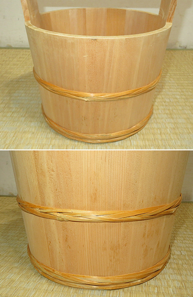 茶道具『露地道具水張桶割蓋付き』紙箱入木地湯桶手桶水屋道具茶道教室