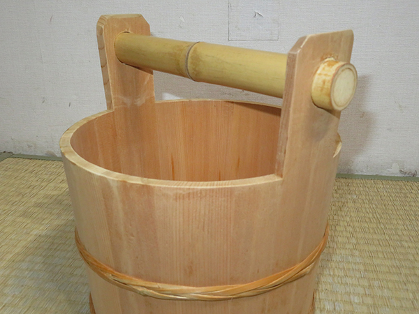 茶道具『露地道具水張桶割蓋付き』紙箱入木地湯桶手桶水屋道具茶道教室