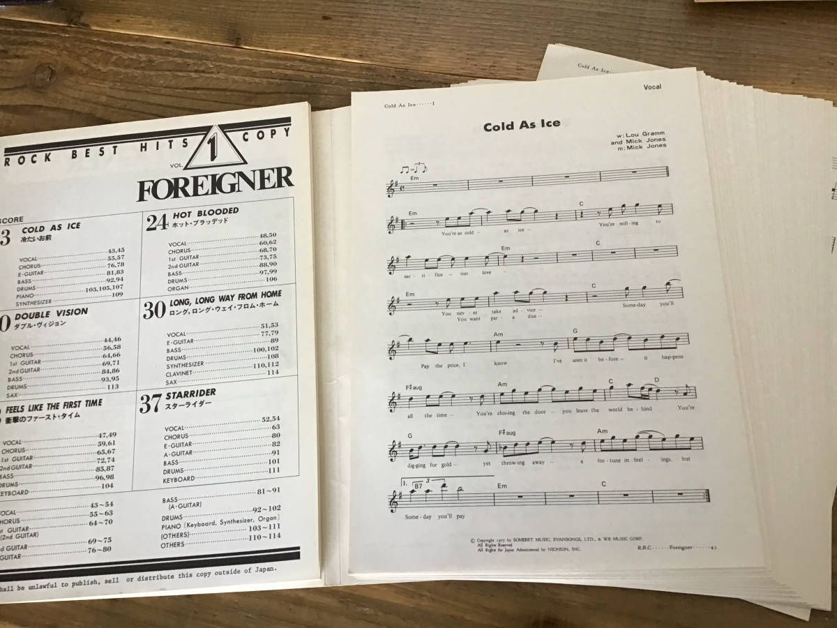 楽譜、音楽書 フォリナー FOREIGNER ロックベストヒット バンドスコア