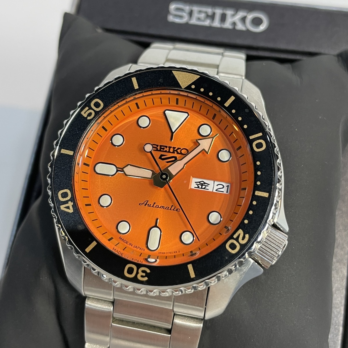 1円～ セイコー Seiko 5スポーツ オレンジ文字盤 SBSA009 4R36-07G0 
