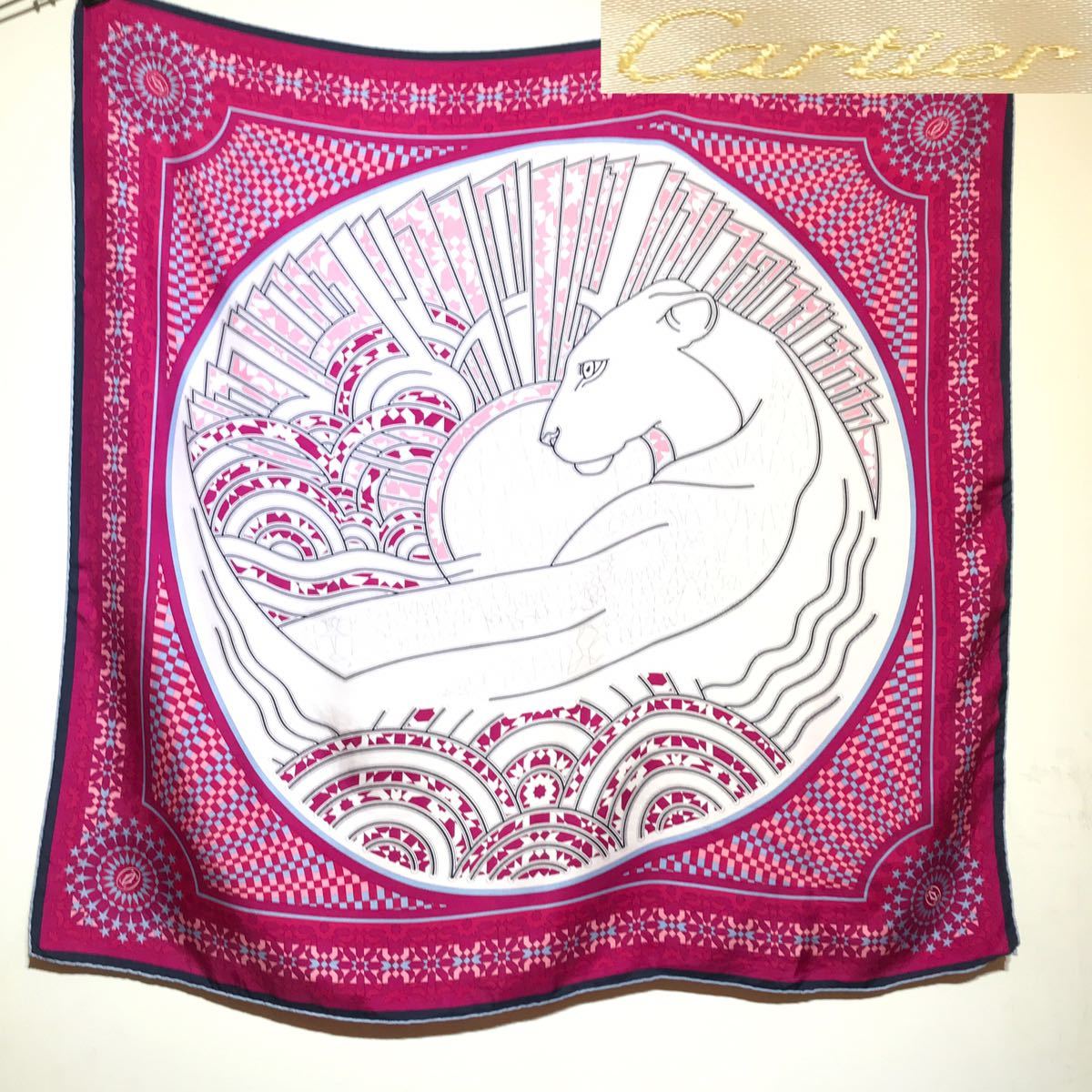 Cartier カルティエ シルク100% 大判スカーフ