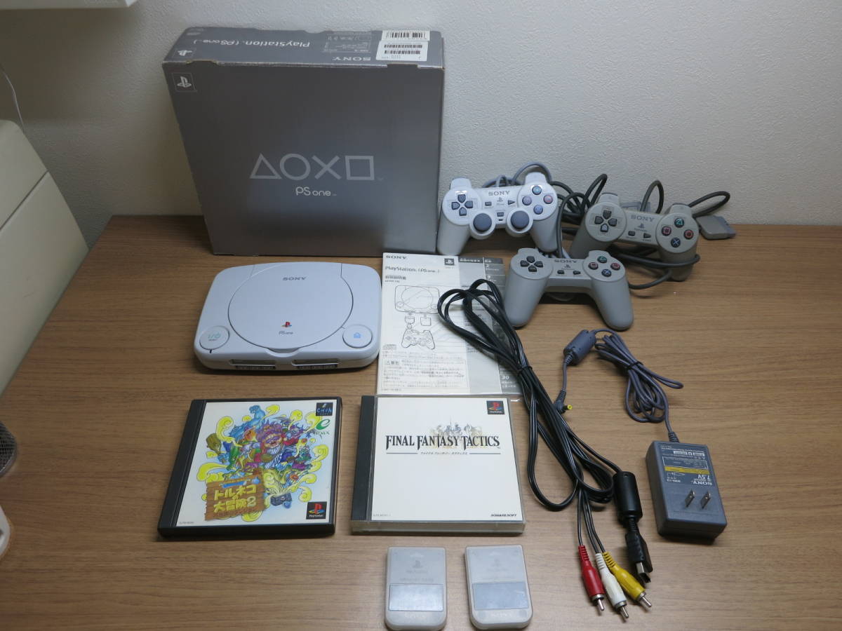 美品】SONY プレイステーション PSone本体【箱付】＋コントローラ3個 