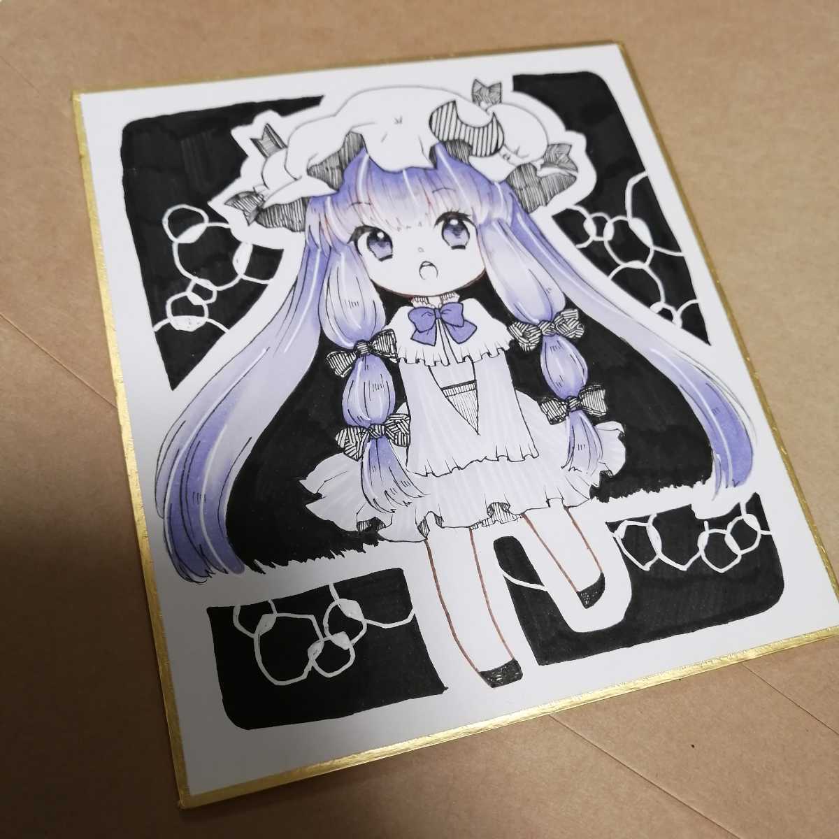 同人手描きイラスト 東方Project パチュリー・ノーレッジ ミニ色紙