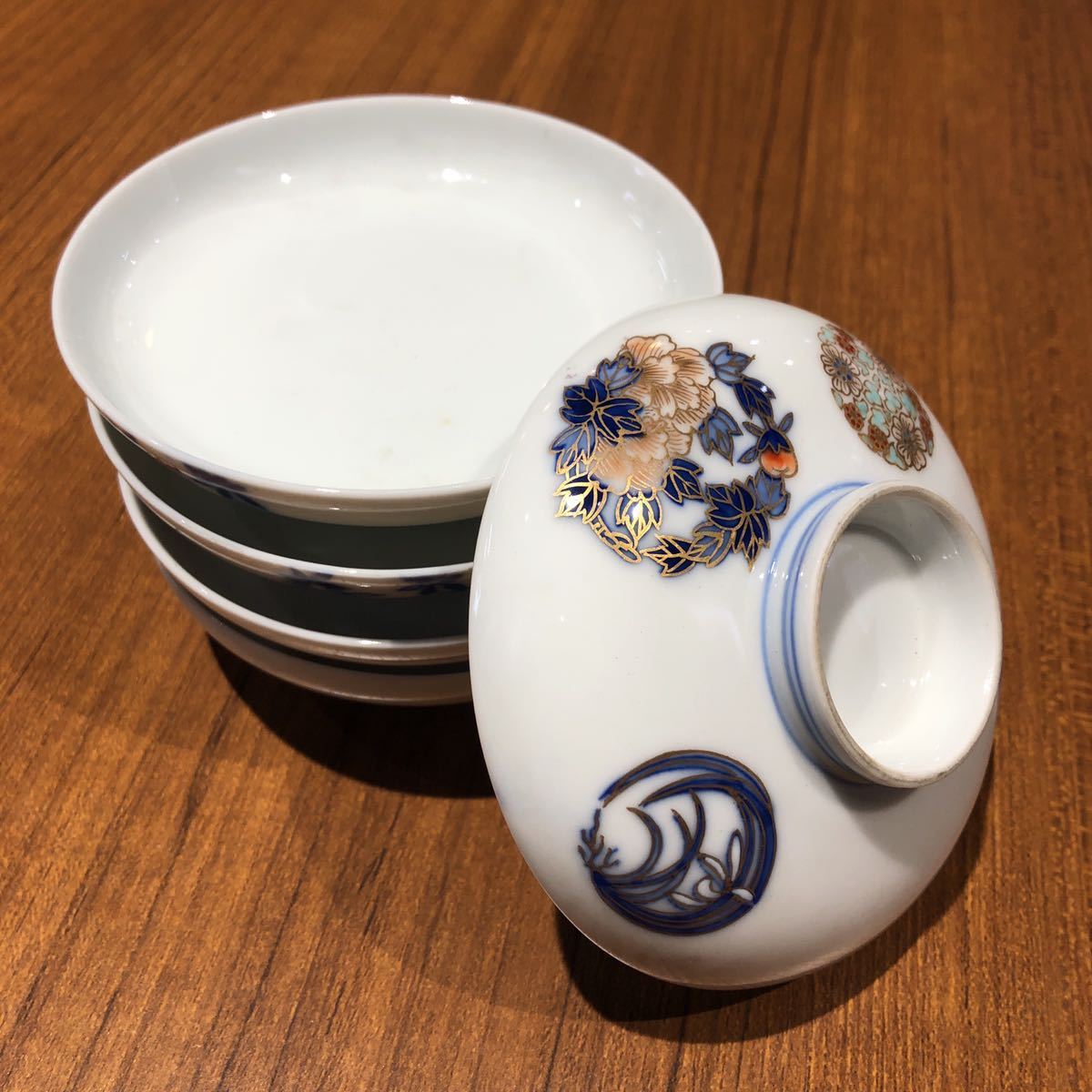 深川製磁 染錦花丸紋 小皿 小鉢 金彩 小付 銘々皿 盛皿 取皿 オールド