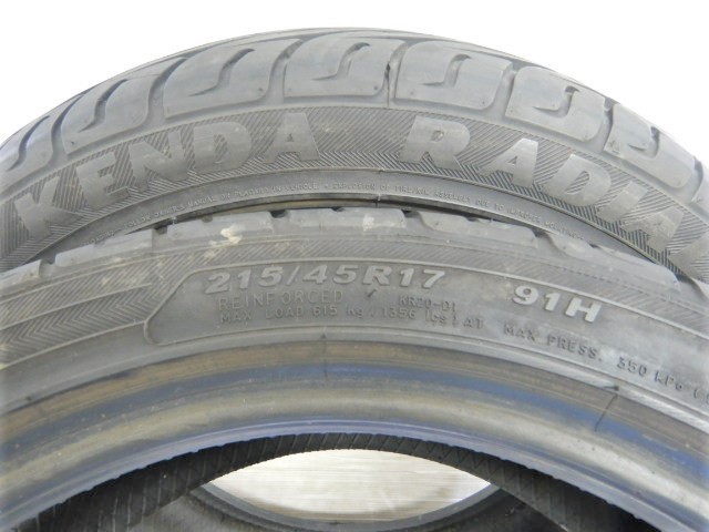215/45R17 KENDA KR20 KAISER 中古 夏タイヤ 2本セット レクサスCT 86