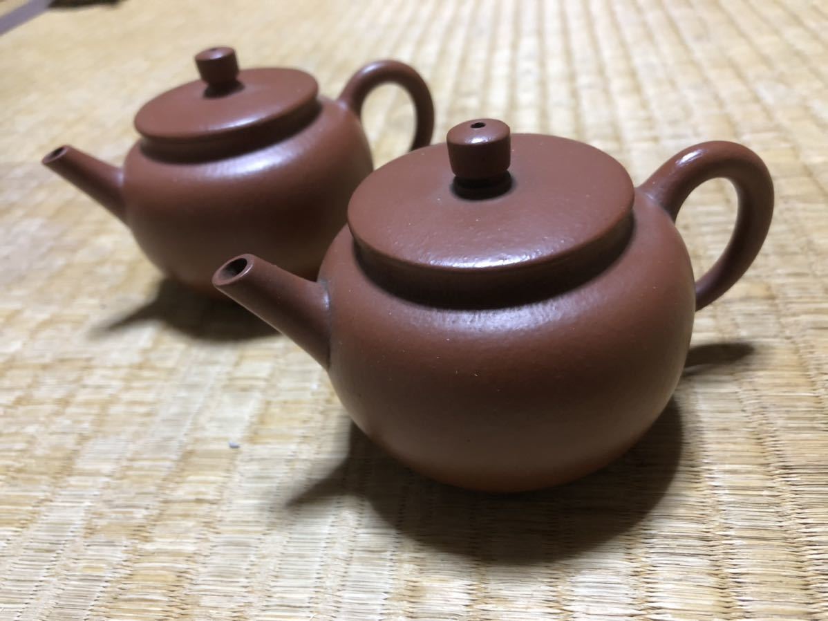 鳴遠 漢詩 朱泥急須 紫砂茶壺1対 中国宜興 孟臣 中国古玩 煎茶道具 約