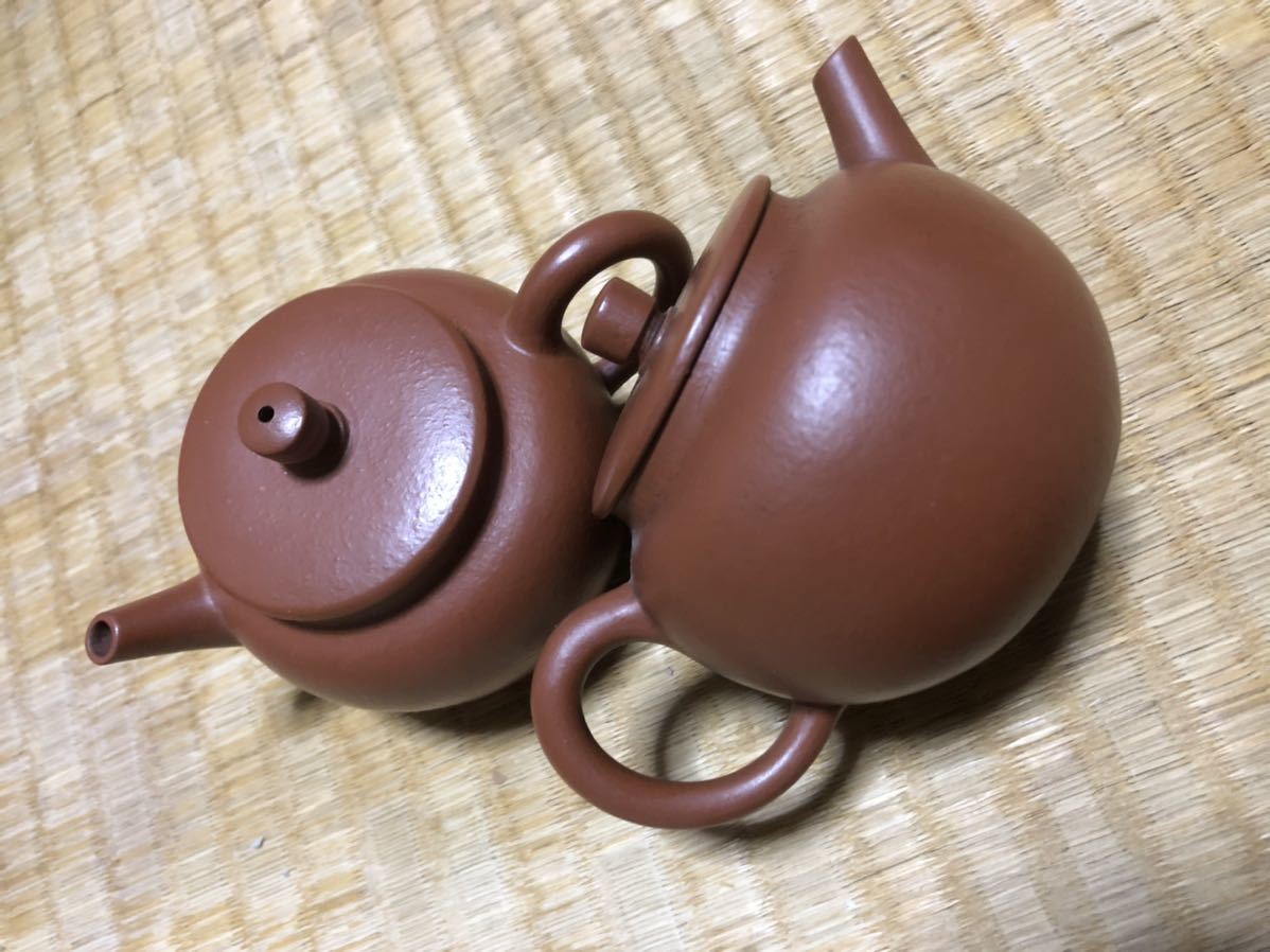 鳴遠 漢詩 朱泥急須 紫砂茶壺1対 中国宜興 孟臣 中国古玩 煎茶道具 約