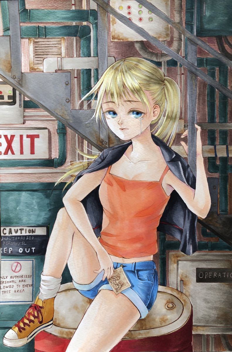 オリジナル 手描きイラスト 女の子 | 手描きイラスト「溶ける」水彩
