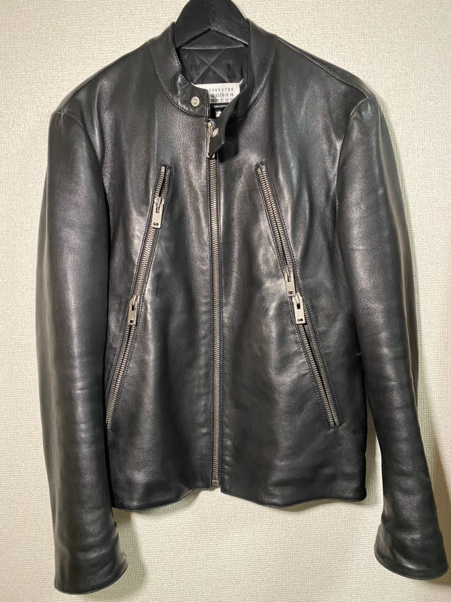 名作本物 17AW メゾンマルジェラ 八の字レザーライダースジャケット