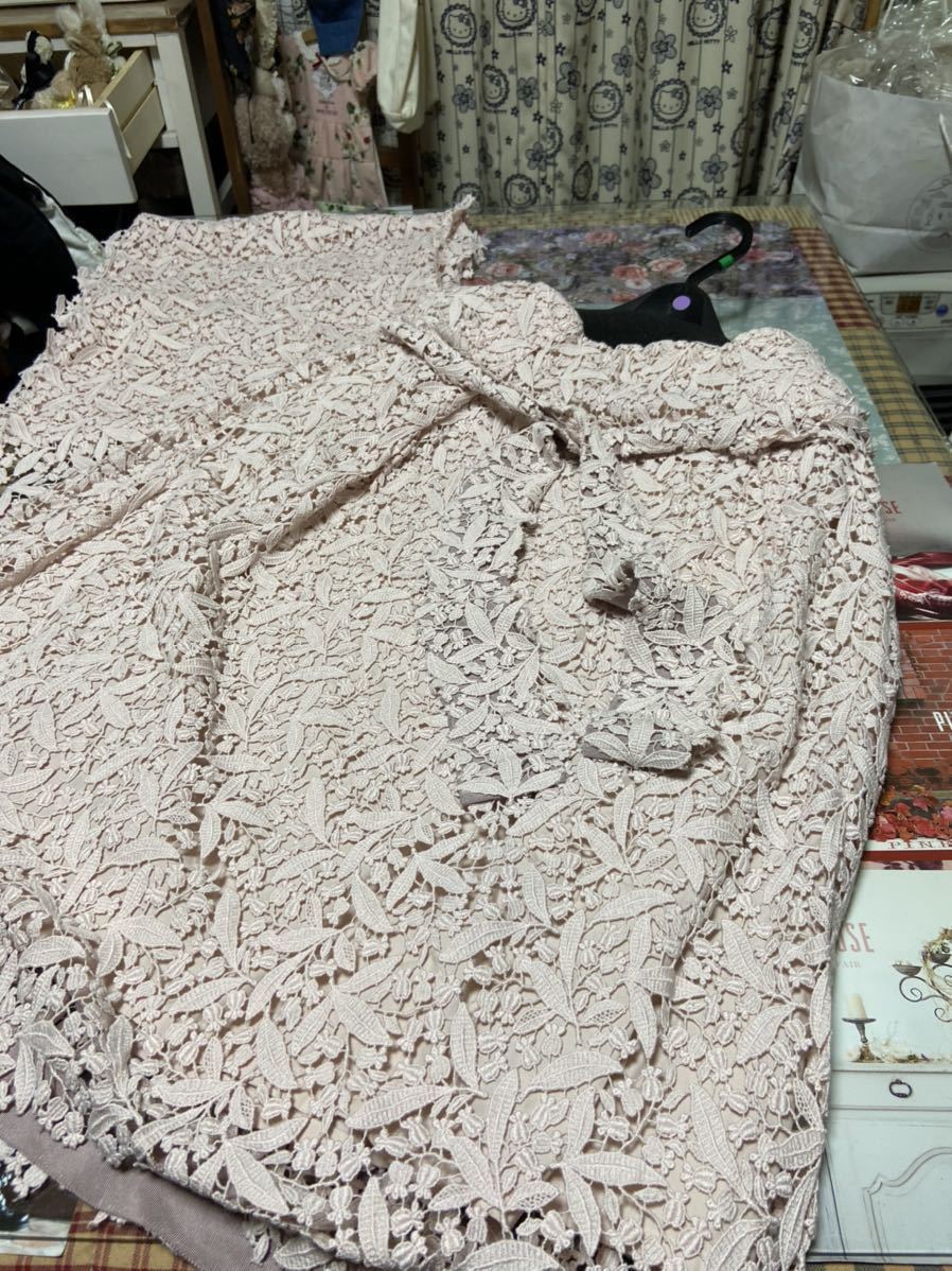 IB 数回着美品　すずらんレースロングスカートとストール　サイズ9 ピンク系/インゲボルグ　ピンクハウス　カネコイサオ　