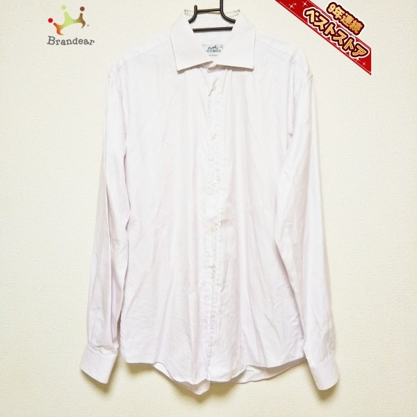 エルメス HERMES サイズ41 - ライトピンク メンズ ストライプ トップス