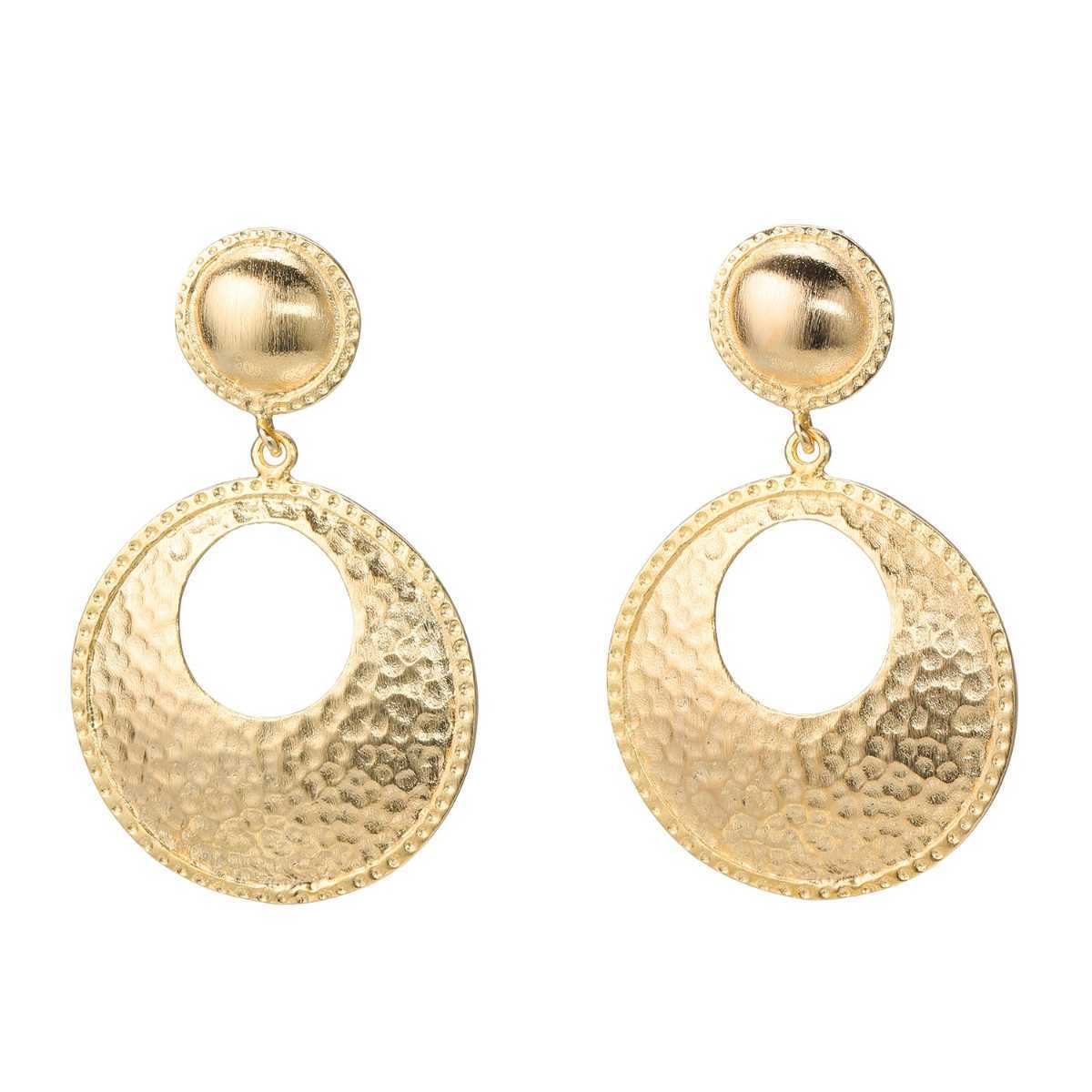 エトルースカ イタリアメイド １８Ｋ４倍コーティング サテン＆ハンマード ラウンドピアス
