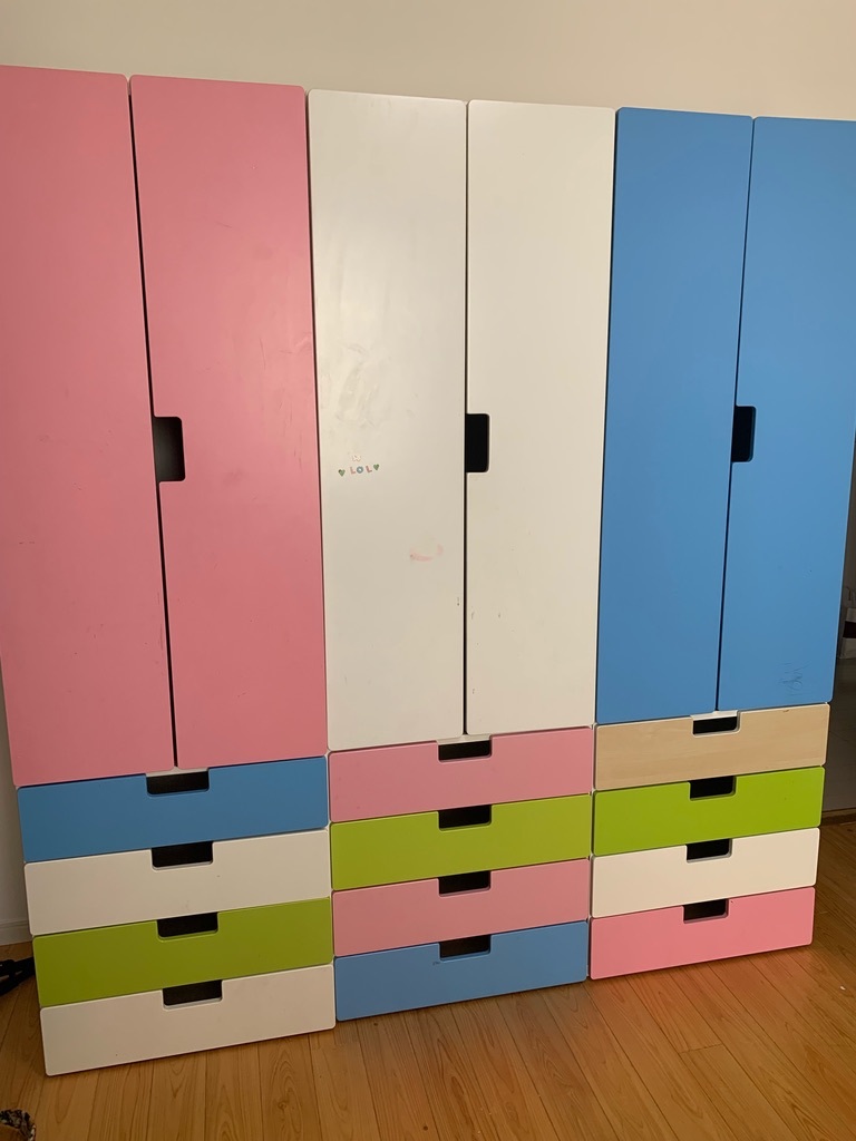 ikea イケア stuva 子供用洋服棚 キッズ収納 51x60x193 3個セット 傷 