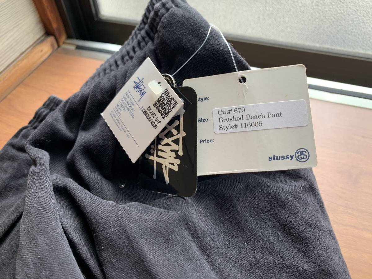 ★送料無料★新品未使用★STUSSY ステューシー オールド ビーチパンツ イージーパンツ★Brushed Beach Pant★USA製 黒 Ssize★ビンテージ STUSSY Tシャツ stussy パーカー フーディー メンズ