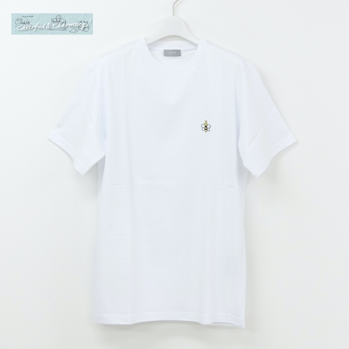 Sランク DIOR HOMME BEE刺繍クルーネックTシャツ S ホワイト KAWS 923J611W6041 '19年商品 Sサイズなのでレディースにもおすすめ♪