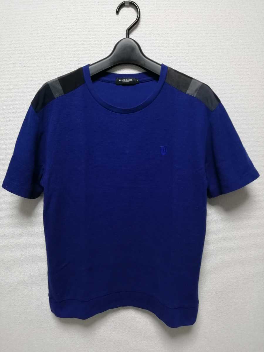 ブラックレーベルクレストブリッジ Tシャツ カットソー 半袖 ショルダーチェック バーバリー ブラックレーベル クレストブリッジ M ブルー