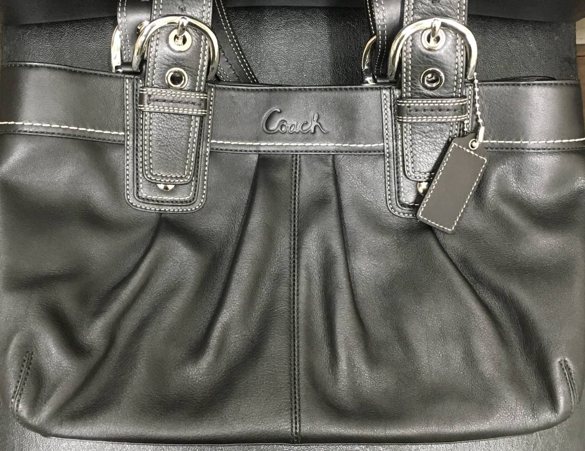 未使用 本革 COACH コーチ ショルダーバッグ トート ボストン レザー 