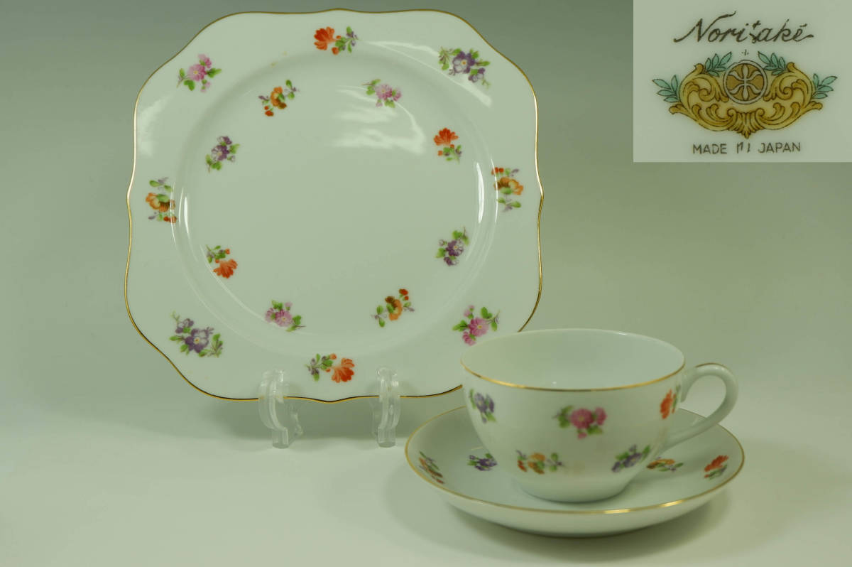 オールドノリタケ Rose China (ローズチャイナ) トリオ カップ&ソーサー& プレート Noritake-月桂樹マルキ印 オキュパイドジャパン 里帰り