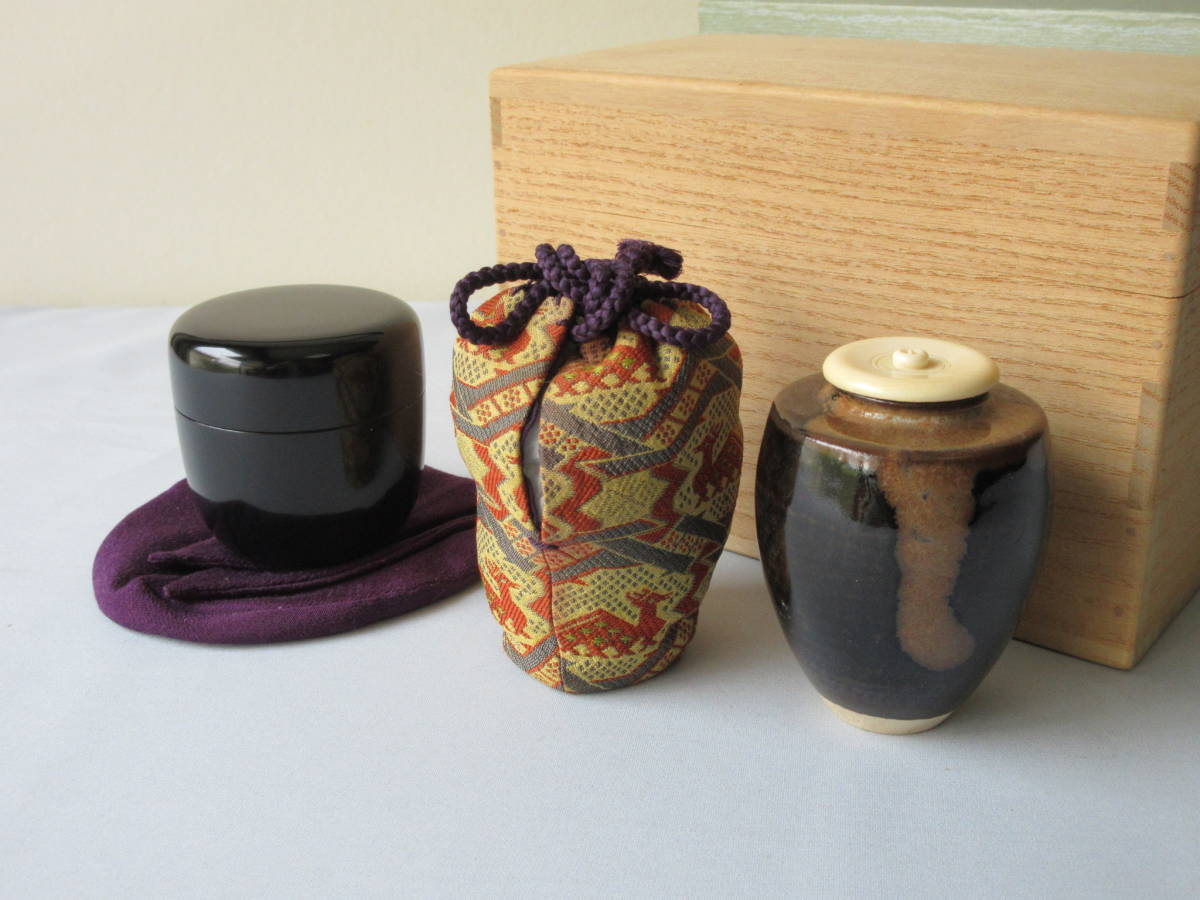 茶道具 茶通箱セット 大津袋 茶通箱（さつうばこ） B [仕服付茶入・棗