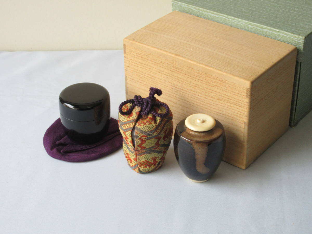 茶道具 茶通箱セット 大津袋 茶通箱（さつうばこ） B [仕服付茶入・棗