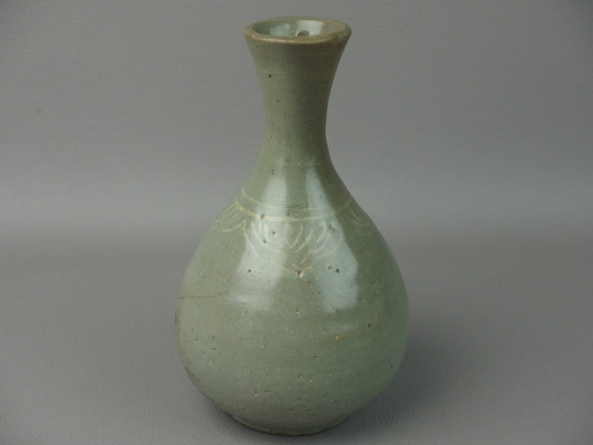 高麗青磁 李朝 徳利 M 盃 19cm×23cm 【骨董・茶道具】☆李朝 高麗