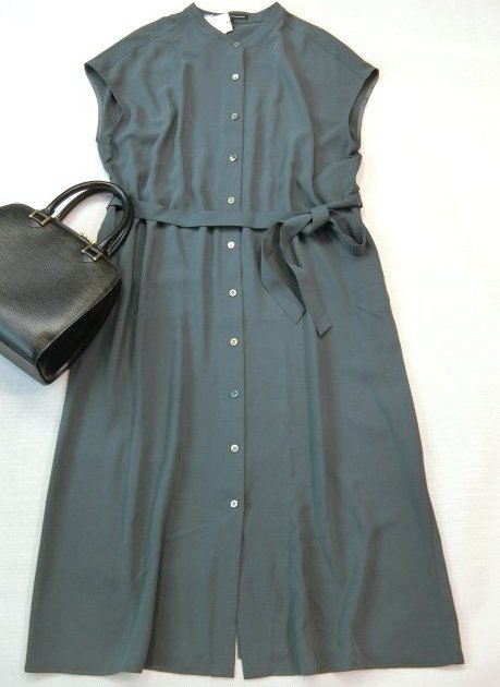 □23区大きいサイズ44パウダリージョーゼットロングシャツワンピース  