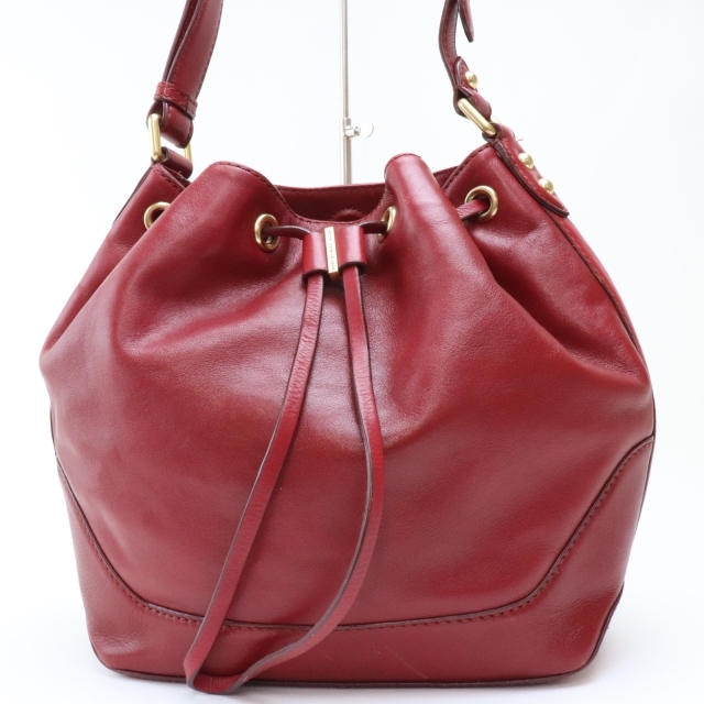 U114 マークバイマークジェイコブス ショルダートートバッグ MARC BY MARC JACOBS レザー製 レディース レッド 巾着型 金金具
