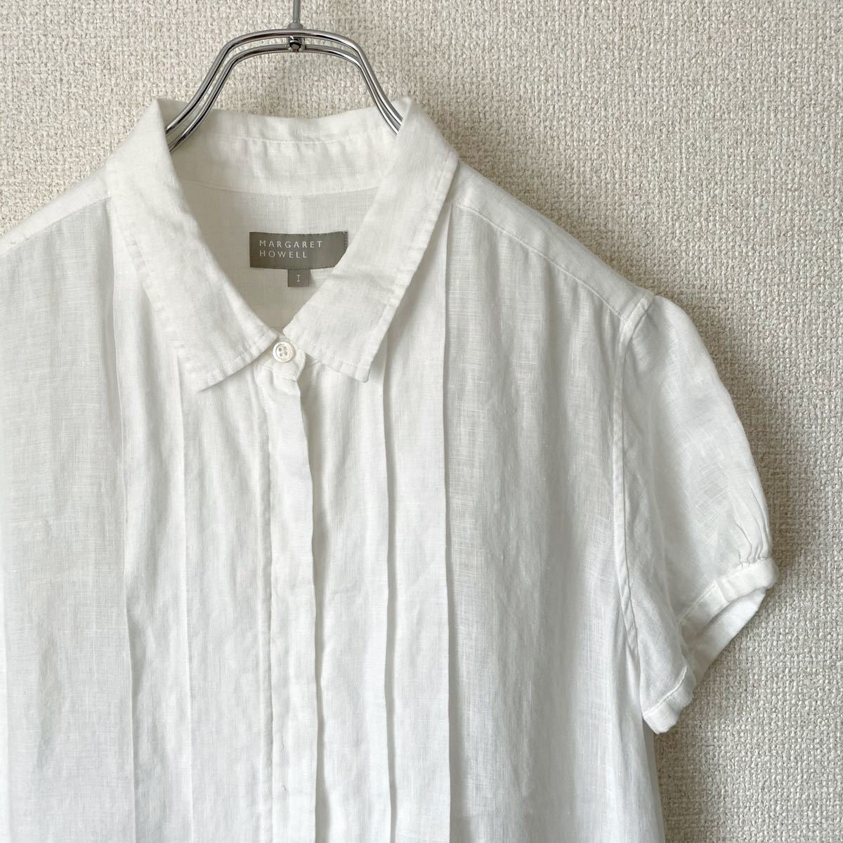 □日本製□MARGARET HOWELL□麻100% パフスリーブ ブラウス 