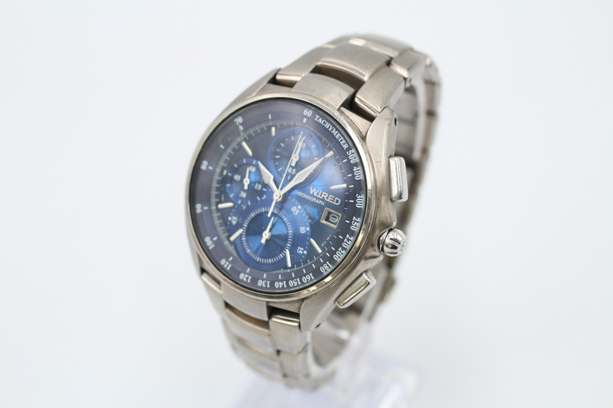 行董】SEIKO セイコー WIRED ワイアード クロノグラフ 7T92-0ER0 
