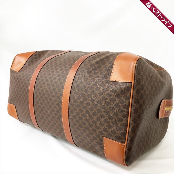 セリーヌ マカダム柄 ヴィンテージ ボストンバッグ PVC×レザー