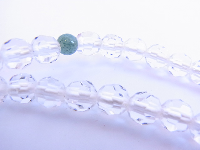 ☆宝の山☆【即決】【仏具】仏具屋廃業品　御念珠　本水晶　上切子　翡翠仕立て　正絹房　約7ミリ　L210621-50_4