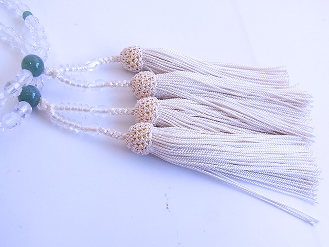 ☆宝の山☆【即決】【仏具】仏具屋廃業品　御念珠　本水晶　上切子　翡翠仕立て　正絹房　約7ミリ　L210621-50_6