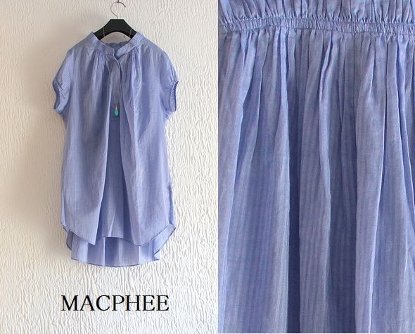 トゥモローランド MACPHEE マカフィー☆夏！バックギャザーのシャドーストライプブラウス BR