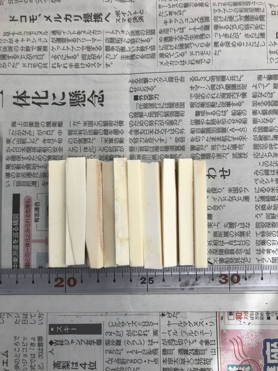 カバ河馬牙歯棒材10本漁具疑似餌ルアー彫刻印鑑目釘 科学、自然