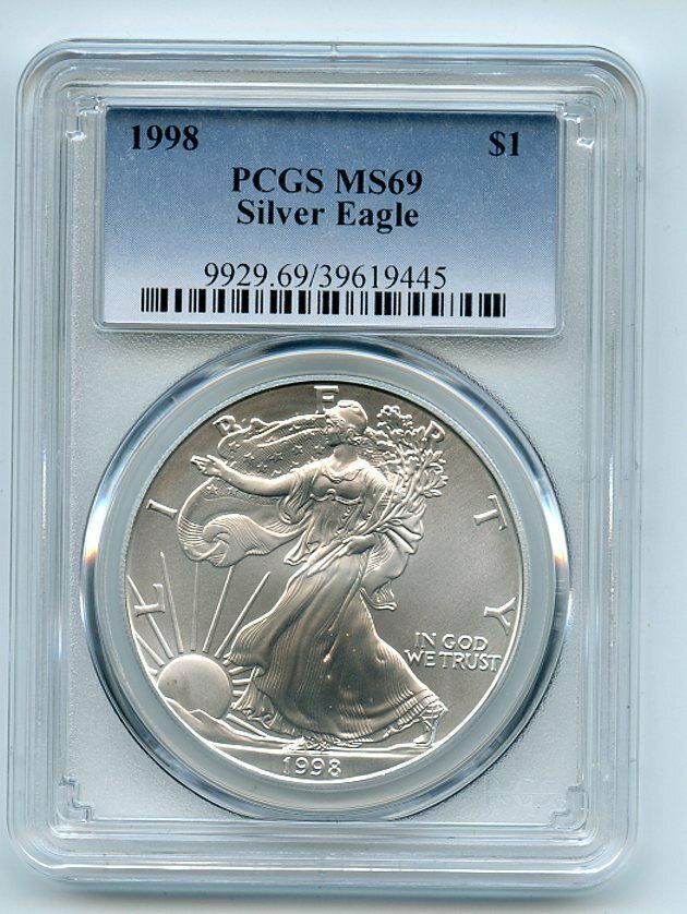 ★★ リバティイーグル 1998年 １＄ １oz .999銀貨 PCGS MS69 ★★