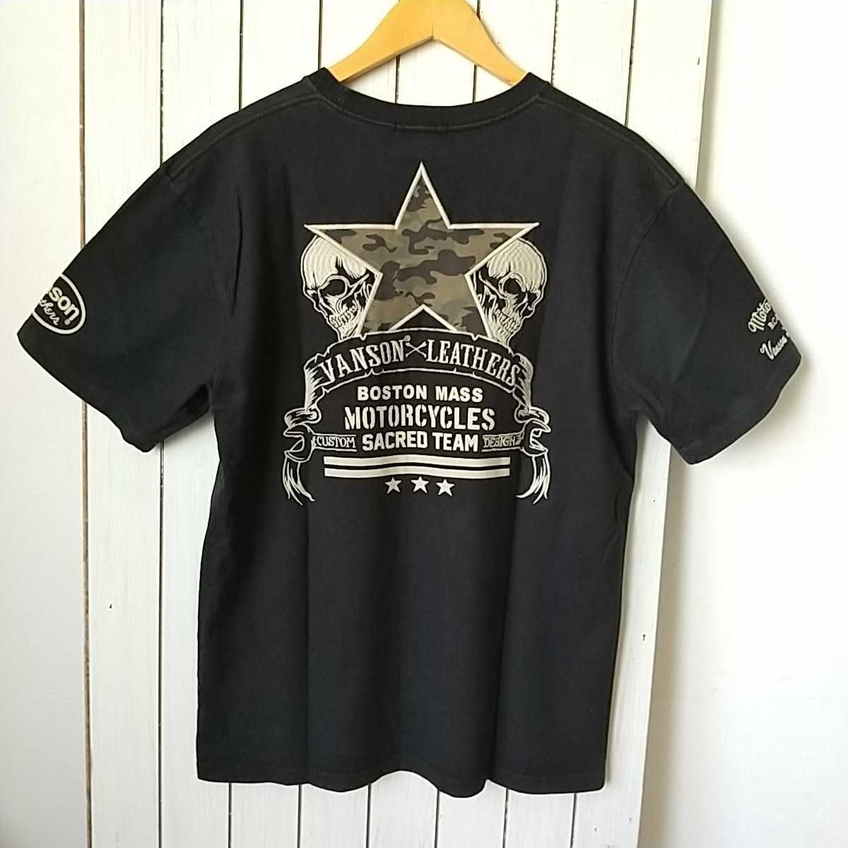 【Vanson バンソン】g12 Tシャツ size XL 黒 ブラック トップス 半袖Tシャツ クリーニング済み メンズ スカル スター 星